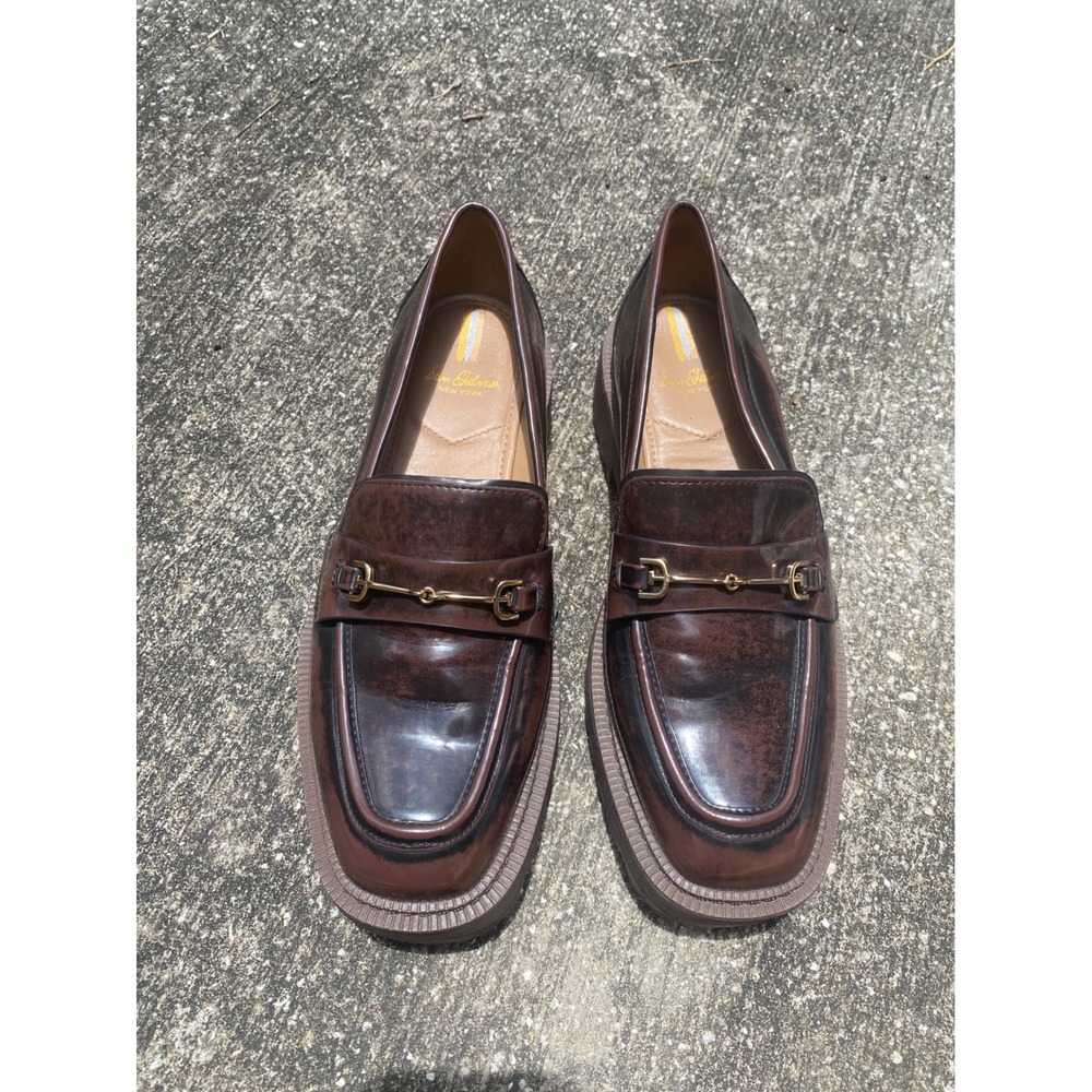 Sam Edelman Laurs Platform Lug Sole Horsebit Loafers Brown Mahogany Womens 9.5M